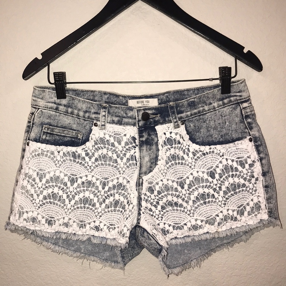 Before You Light Denim Shortie Booty Jean Shorts M